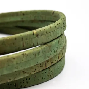 10x5mm green color Licorice Cork Cord Leather Portuguese cork COR-345