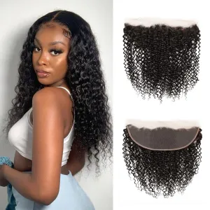 13x4 Lace Frontal Closure Kinky Curly Lace Frontal Closure 8 Inch Unprocessed Brazilian Virgin Hair HD Lace Closure Ear to Ear Transparent Lace Frontal with Baby Hair Natural Color …