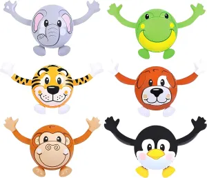 18” Inflatable Animal Buddies – Set of 6 Jungle Life Inflates for Birthdays, Pool Parties, Indoor and Outdoor Creative Play, Animal-Themed Inflates for Infants, Toddlers, Kids