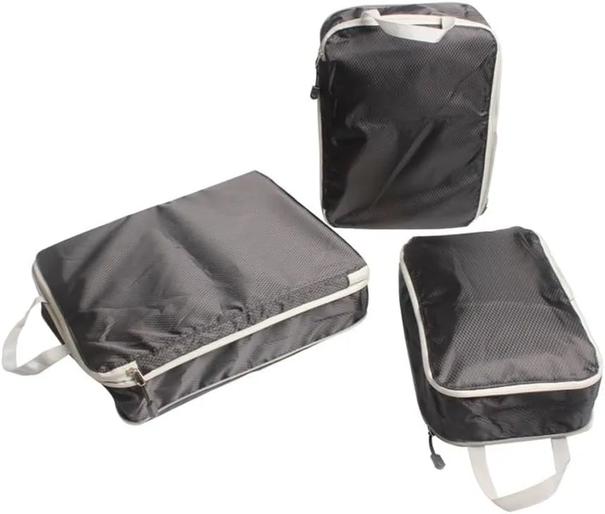 3PCS/Set Compressible Packing Travel Organiser Cube Waterproof Suitcase Nylon Luggage Storage Bag Large Capacity Handbag
