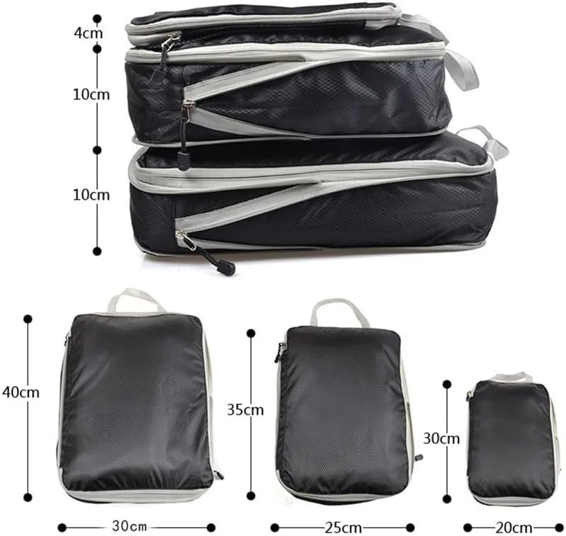 3PCS/Set Compressible Packing Travel Organiser Cube Waterproof Suitcase Nylon Luggage Storage Bag Large Capacity Handbag