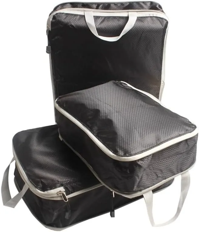3PCS/Set Compressible Packing Travel Organiser Cube Waterproof Suitcase Nylon Luggage Storage Bag Large Capacity Handbag