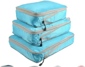 3PCS/Set Compressible Packing Travel Organiser Cube Waterproof Suitcase Nylon Luggage Storage Bag Large Capacity Handbag