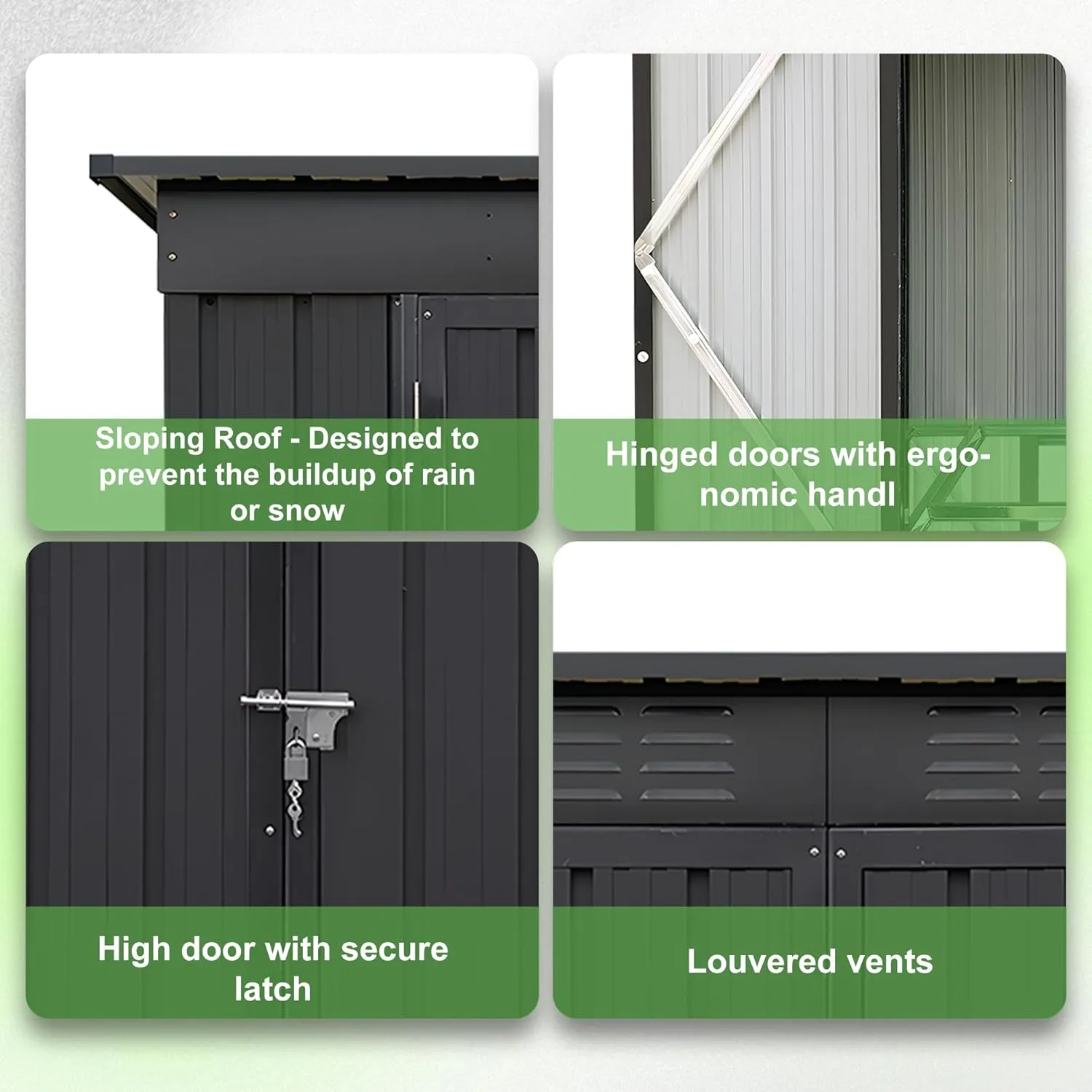 4×6Ft Outdoor Storage Shed Metal Storage Shed with Flat Roof, Weatherproof Heavy Duty Tool Shed for Backyard & Garden Equipment, Black