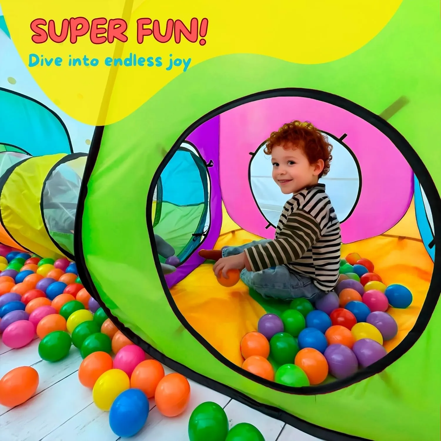 4pc Pop Up Children Play Tent : 2 Crawl Tunnel   2 Tents : Kids Tents for Boys, Girls, Babies & Toddlers for Indoor & Outdoor : Large Children Playhouse Ball Pit