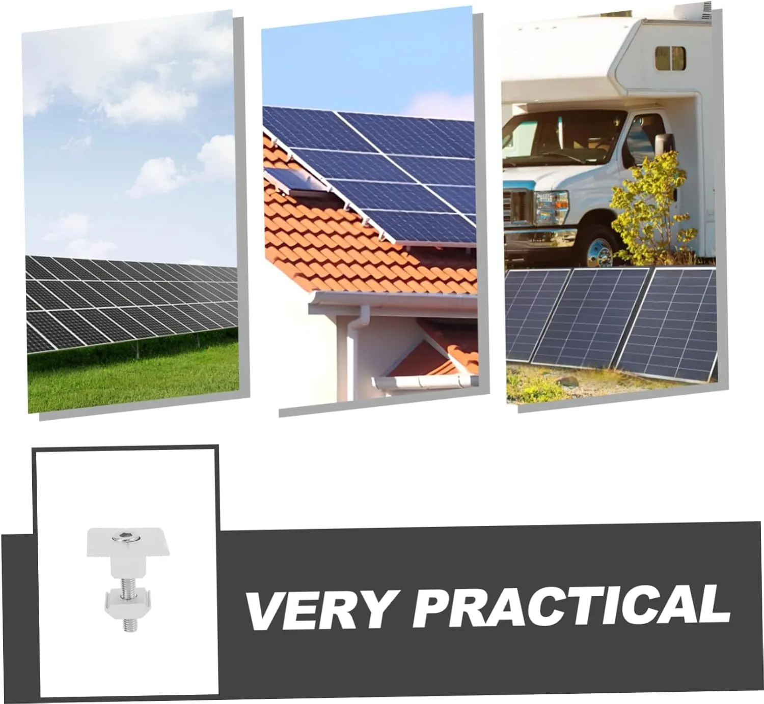 4pcs Solar Panel Mid Clamps with Socket Head Cap Bolts Slider Nut for Efficient Solar Panel Installation Lightweight Aluminum Mounting Hardware