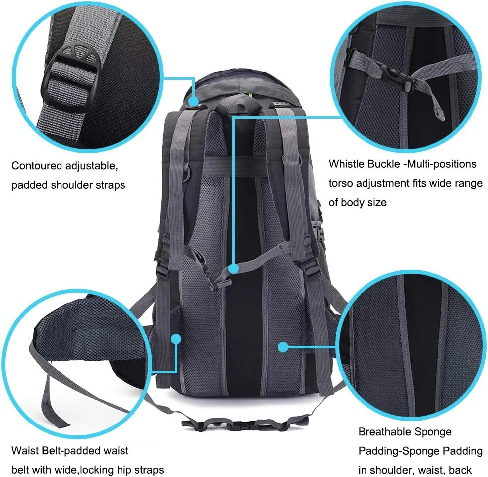 50L Hiking Backpack, Waterproof Lightweight Daypack for Outdoor Camping Travel