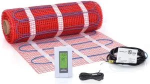 60 sqft Floor Heating Mat Kit, 120V Electric Radiant Floor Heat Heating Mat System with Adhesive Backing, Aube TH115-AF-120S Programmable Floor Sensing Thermostat w/Floor Sensor. Tile, Stone, Marble