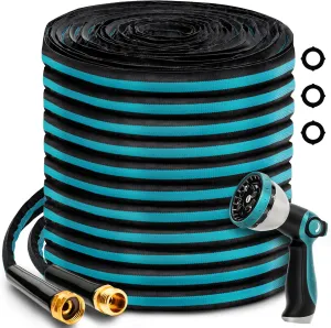 75FT Garden Hose, Non-Expandable Kink-Free Flexible Hose with 10 Spray Function Nozzle, Leakproof Lightweight 3/4’’ Brass Connector High Pressure Flat Water Pipe for Outdoor Yard Lawn