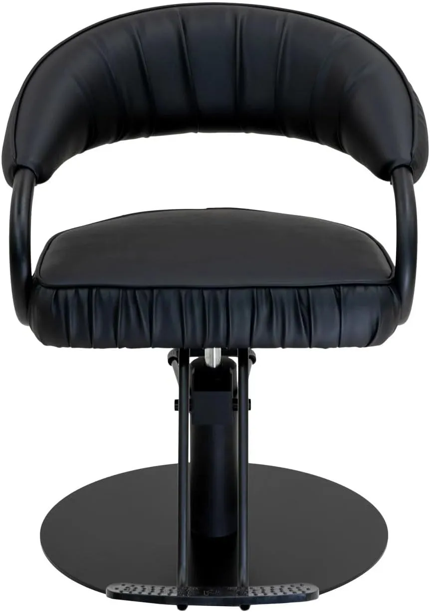 9906 Roma Salon Styling Chair - Black Frame, Flat Round Base, Adjustable Hydraulic Pump, Extra-Wide Seat, Plush Back, 3.5"" Foam Padding, PIB-9906-ROMA