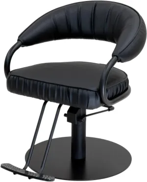 9906 Roma Salon Styling Chair - Black Frame, Flat Round Base, Adjustable Hydraulic Pump, Extra-Wide Seat, Plush Back, 3.5"" Foam Padding, PIB-9906-ROMA