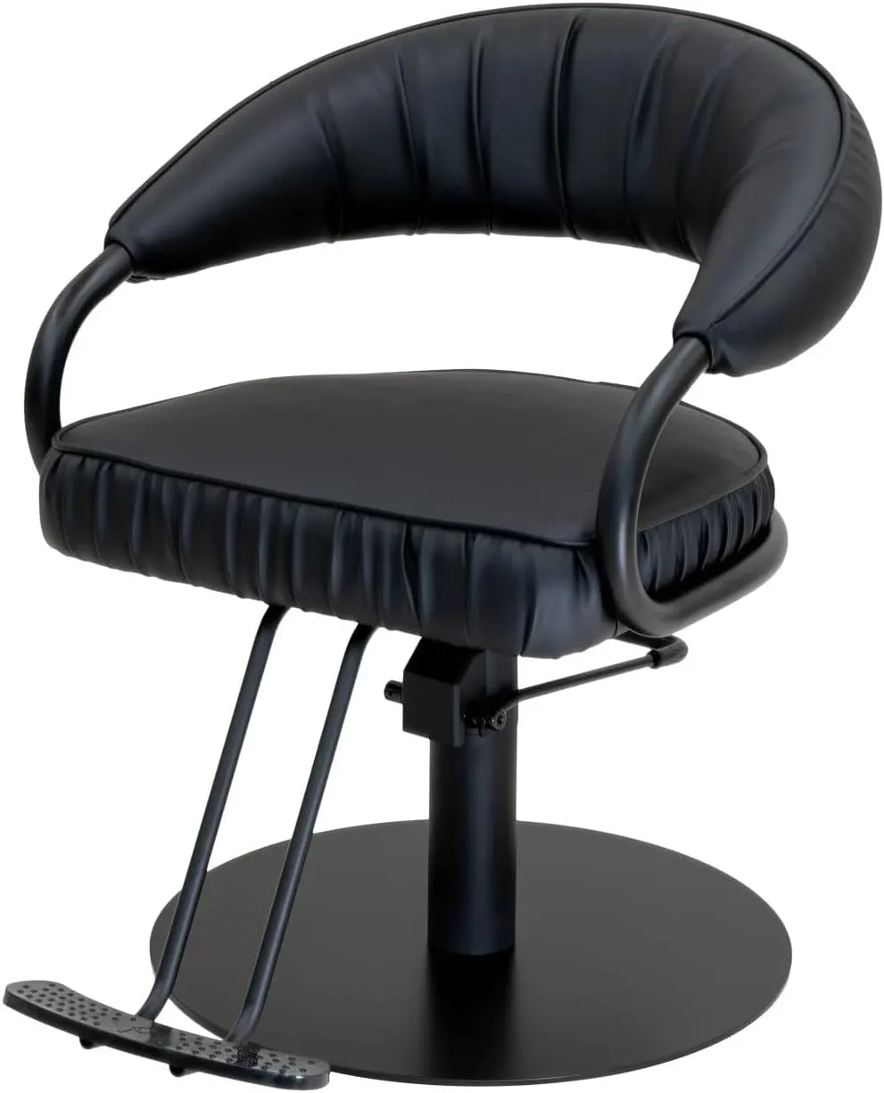 9906 Roma Salon Styling Chair - Black Frame, Flat Round Base, Adjustable Hydraulic Pump, Extra-Wide Seat, Plush Back, 3.5"" Foam Padding, PIB-9906-ROMA