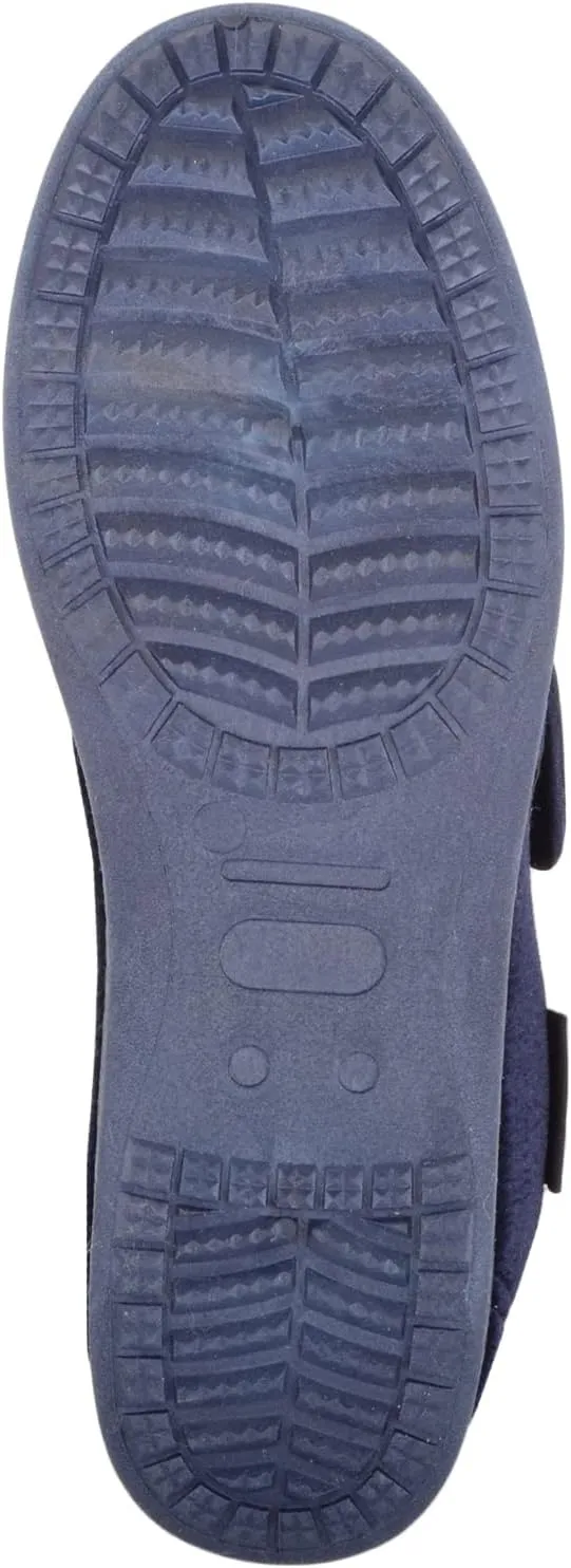 ABSOLUTE FOOTWEAR Ladies Womens Smooth Velour Slip On Touch and Close Embroidered Slippers
