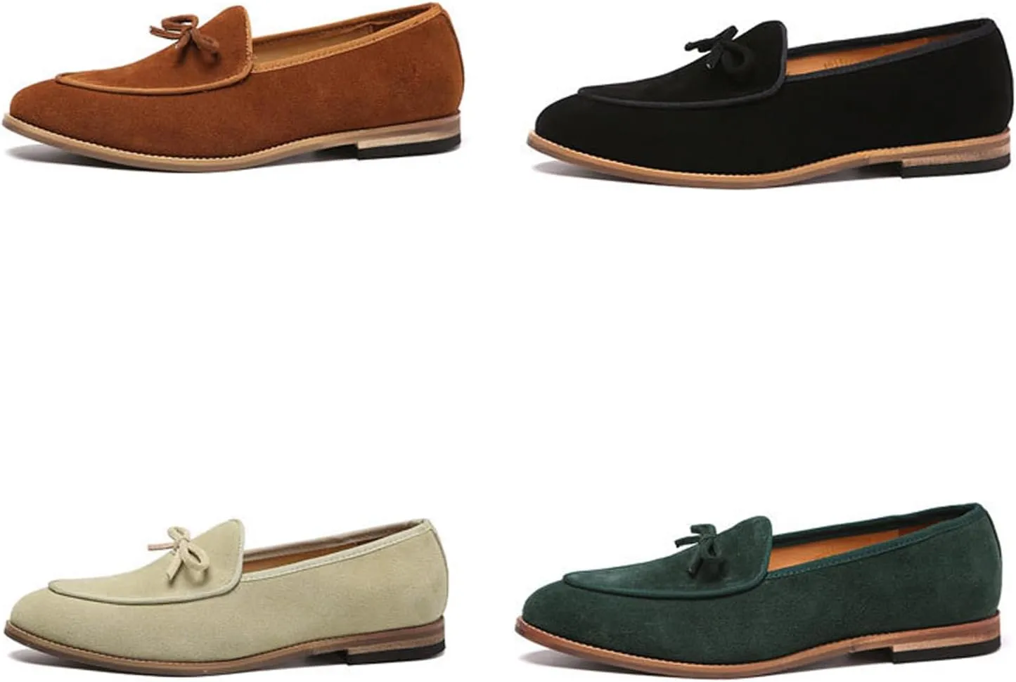 Aceptolcom Men's Comfort Casual Suede Leather Tassel Bow Slip-On Driving Penny Loafers Boat Shoes Driver Moccasins Dress Shoes