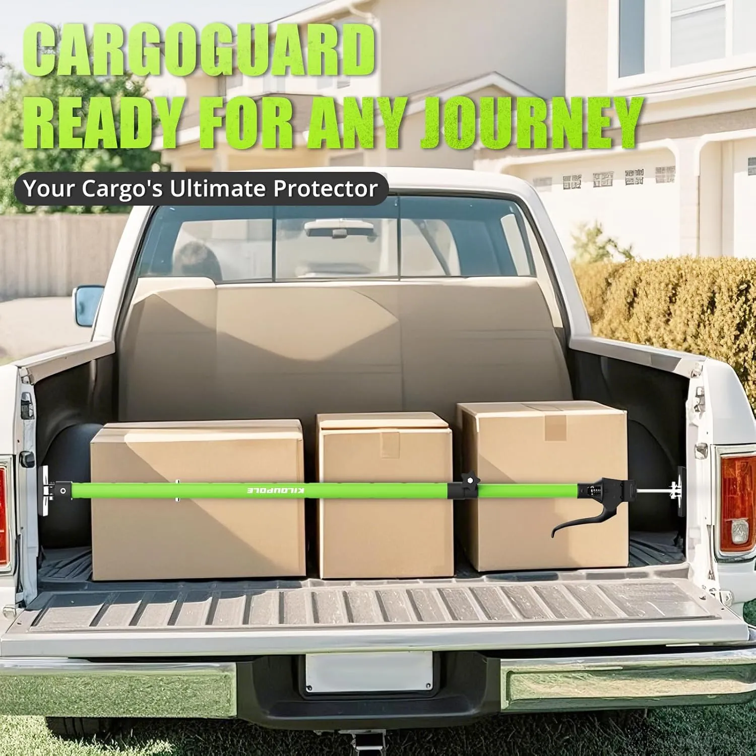 Adjustable Cargo Bars, 40" to 79" Non-Slip Truck Bed Divider, Cargo Bar for Pickup Truck Bed Cargo Bars for SUVs, Trailers, Vans, with Cargo Net Organizer and Divider Bar, 1-Pack