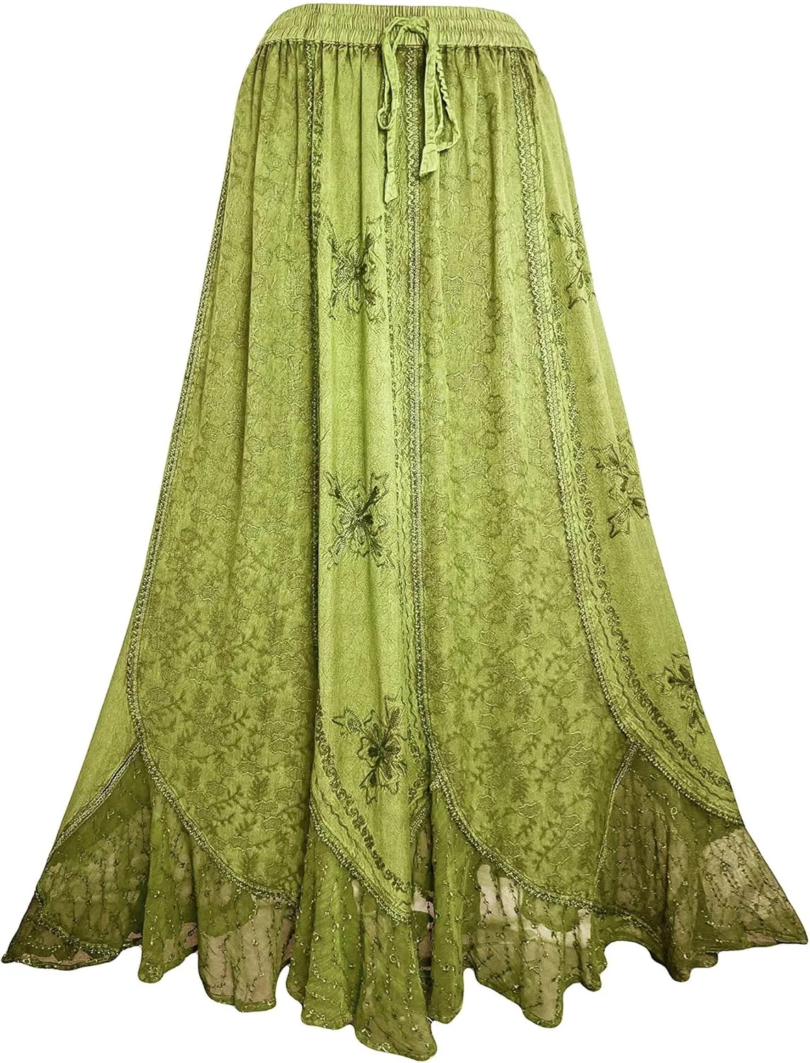 Agan Traders Women's 2025 Summer Medieval High Waisted Maxi Skirts for Women - A Line Drawstring Embroidered Long Maxi Skirt
