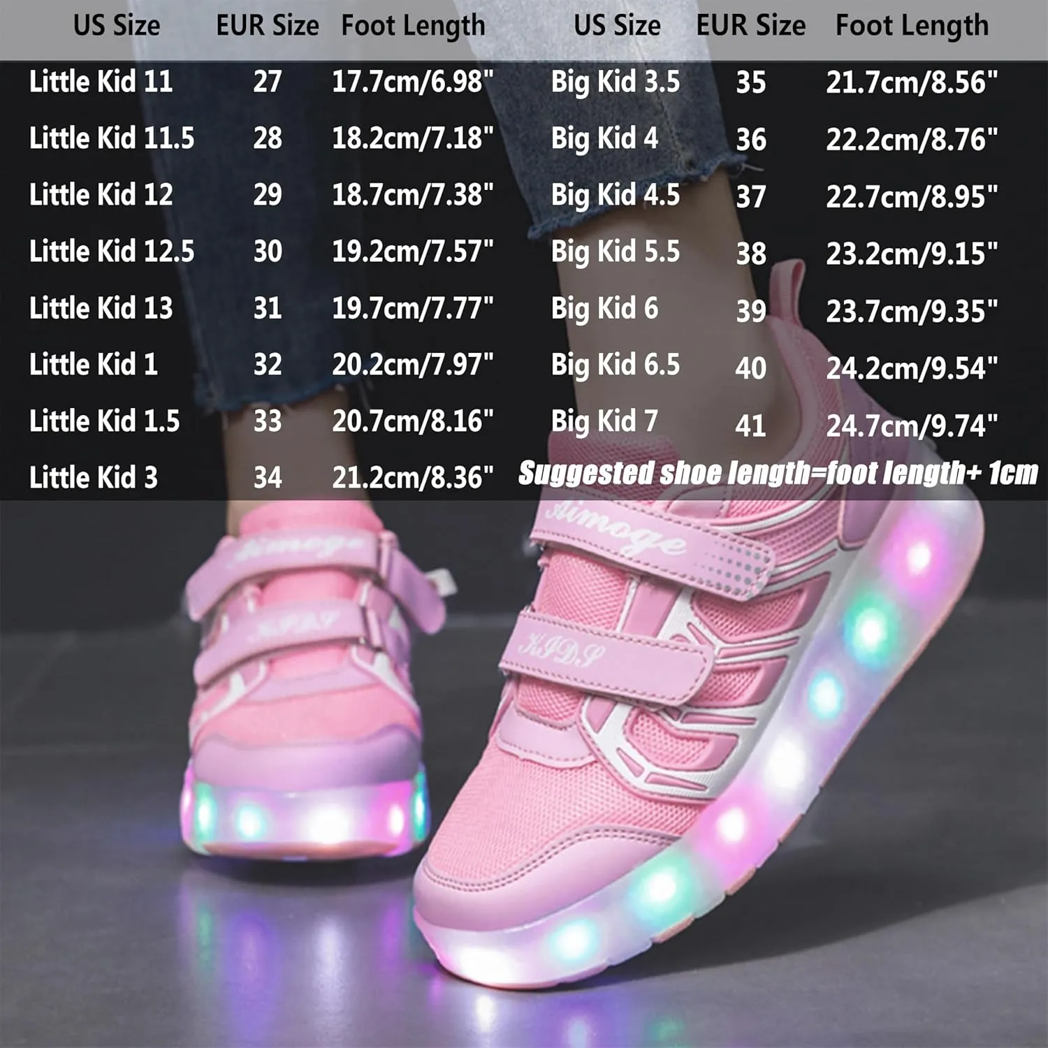 Aikuass USB Chargable LED Light Up Roller Shoes Wheeled Skate Sneaker Shoes for Boys Girls Kids