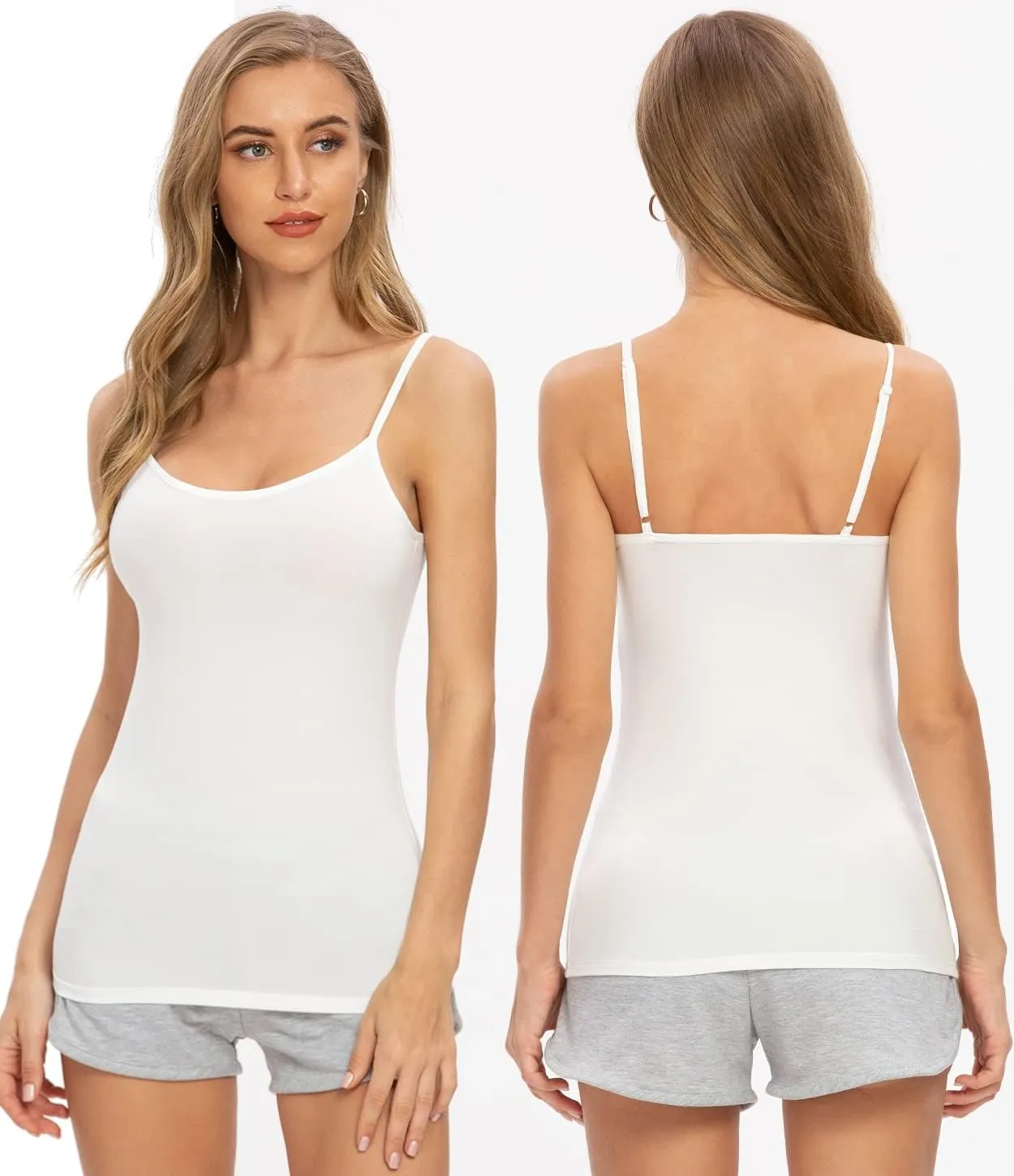 Air Curvey Women Camisole Tank Top Adjustable Straps Soft Basic Undershirts 2/4 Pack Layering Summer Tops