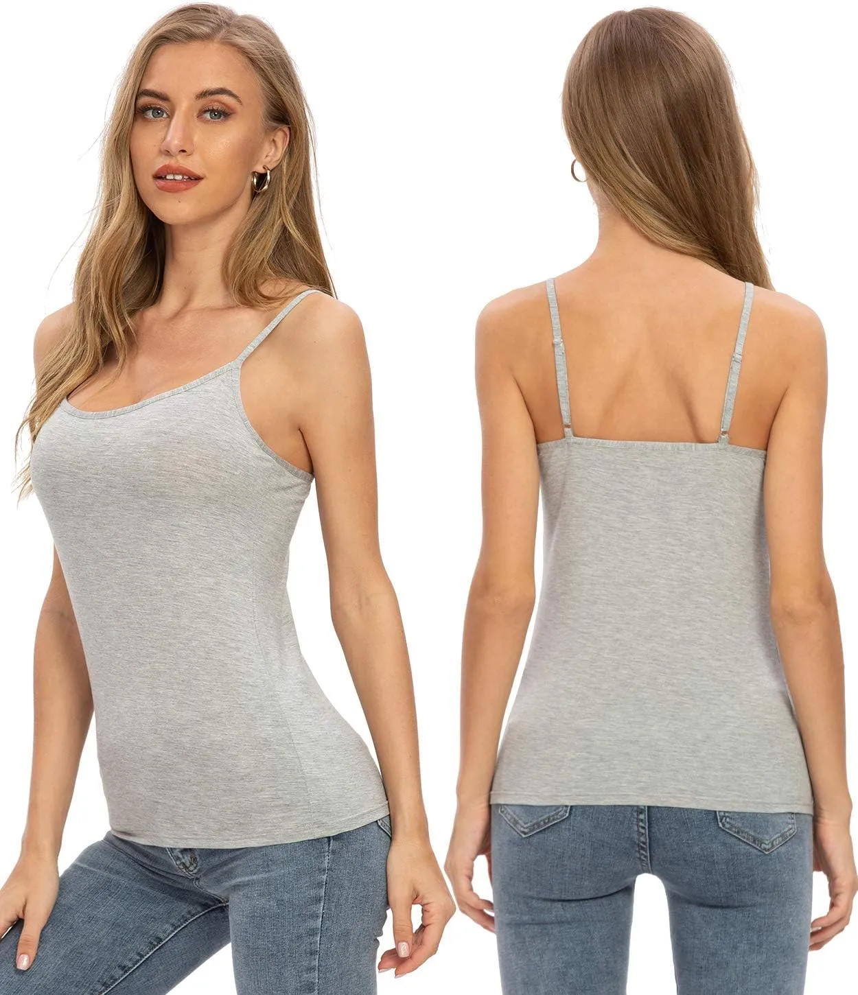 Air Curvey Women Camisole Tank Top Adjustable Straps Soft Basic Undershirts 2/4 Pack Layering Summer Tops