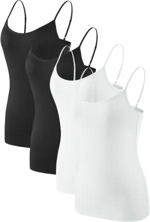 Air Curvey Women Camisole Tank Top Adjustable Straps Soft Basic Undershirts 2/4 Pack Layering Summer Tops