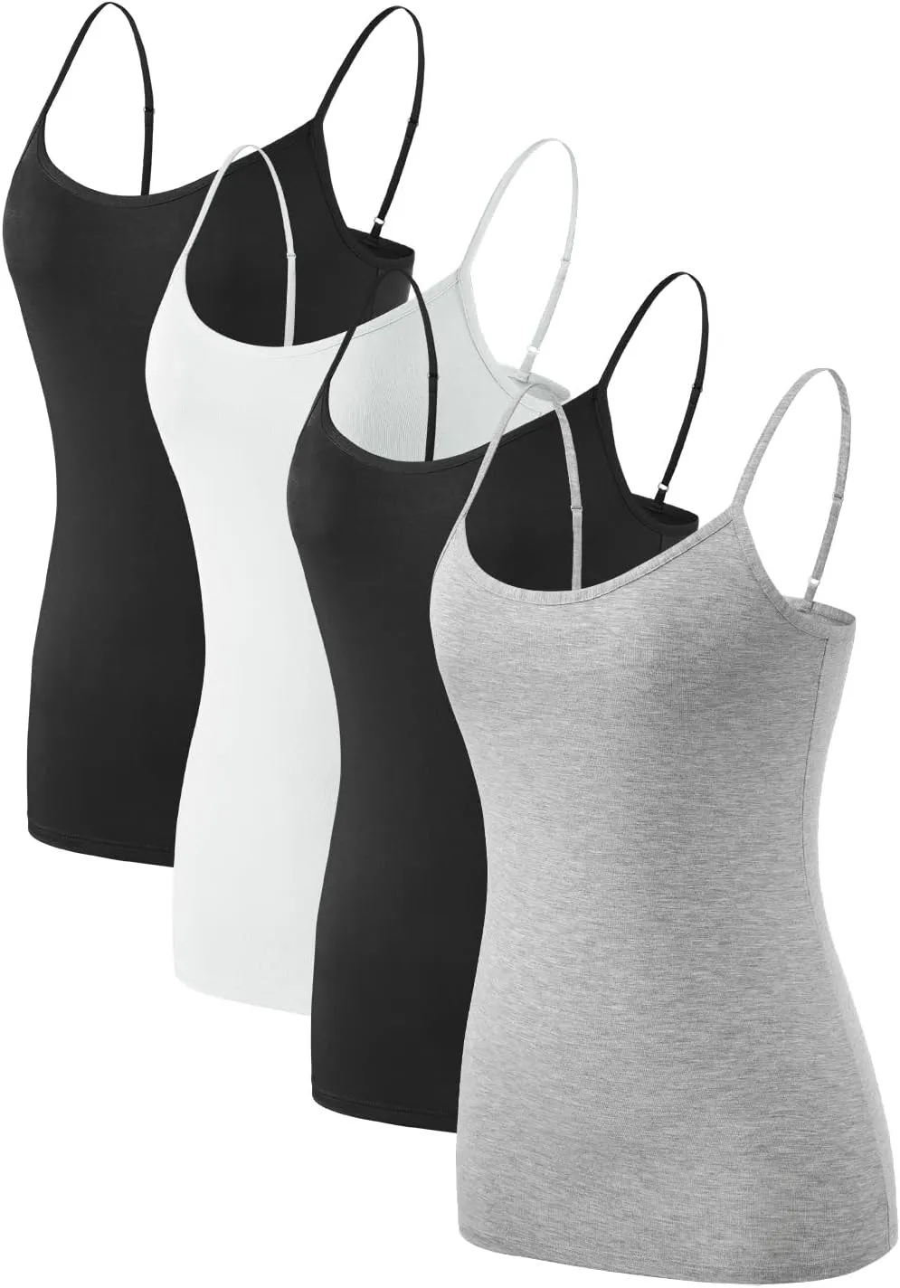 Air Curvey Women Camisole Tank Top Adjustable Straps Soft Basic Undershirts 2/4 Pack Layering Summer Tops