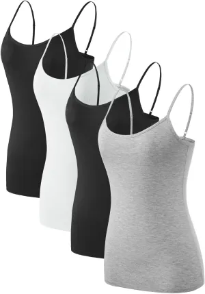 Air Curvey Women Camisole Tank Top Adjustable Straps Soft Basic Undershirts 2/4 Pack Layering Summer Tops