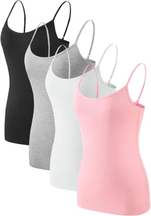 Air Curvey Women Camisole Tank Top Adjustable Straps Soft Basic Undershirts 2/4 Pack Layering Summer Tops