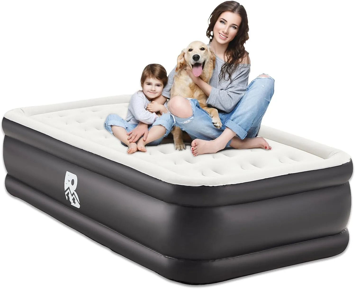 Air Mattress Queen Size with Built-in Electric Pump, Inflatable Air Bed Blow-up Airbed Durable for Camping, Home Guests & Portable Travel with Storage Bag, Easy to Inflate (Twin)