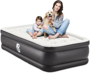 Air Mattress Queen Size with Built-in Electric Pump, Inflatable Air Bed Blow-up Airbed Durable for Camping, Home Guests & Portable Travel with Storage Bag, Easy to Inflate (Twin)