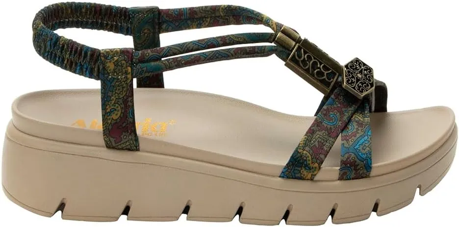 Alegria Women Roz - Arch Support Chunky Platform - For Travel and Everyday Activity - Vegan Braided Adjustable Buckle Slingback Slide Sandal