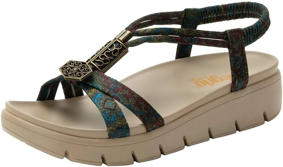 Alegria Women Roz - Arch Support Chunky Platform - For Travel and Everyday Activity - Vegan Braided Adjustable Buckle Slingback Slide Sandal