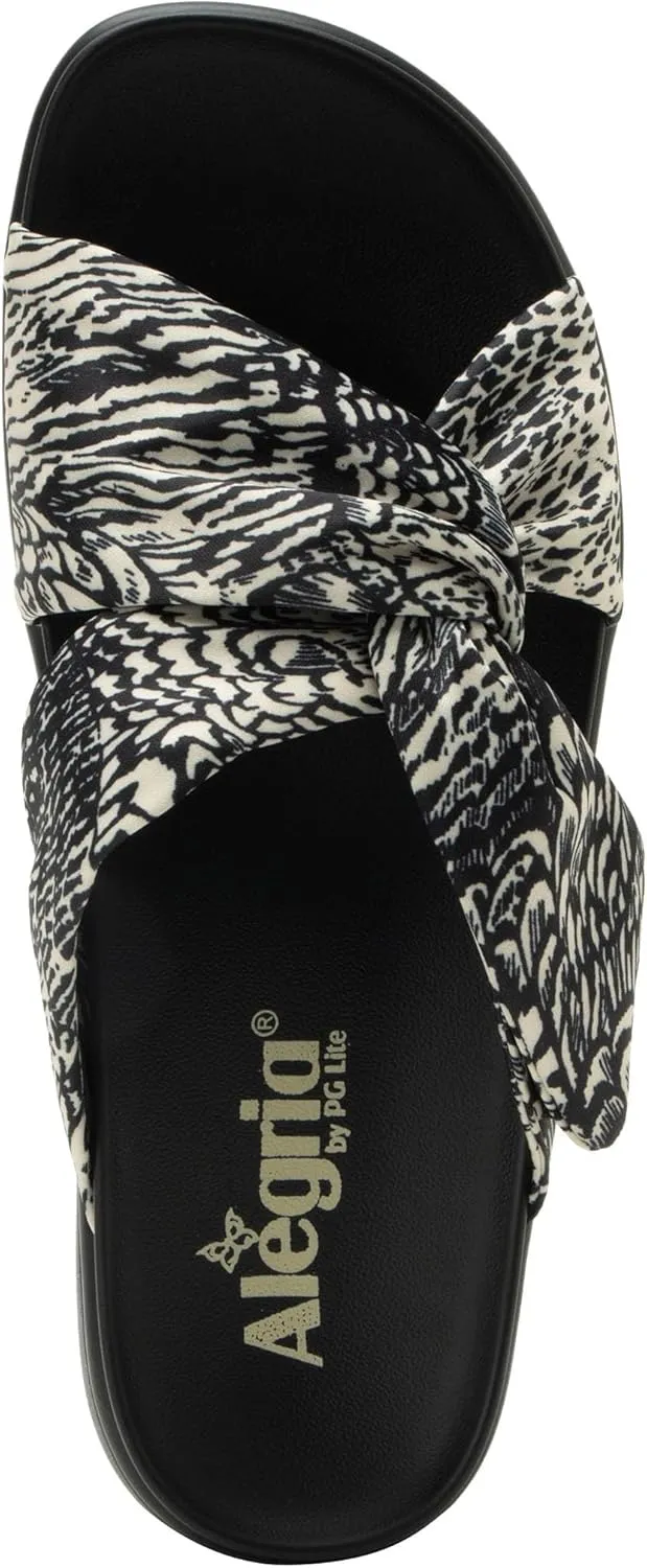 Alegria Women Rylie Vegan Leather Lightweight Platform Satin Scarf Tie Slide Sandal