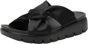 Alegria Women Rylie Vegan Leather Lightweight Platform Satin Scarf Tie Slide Sandal