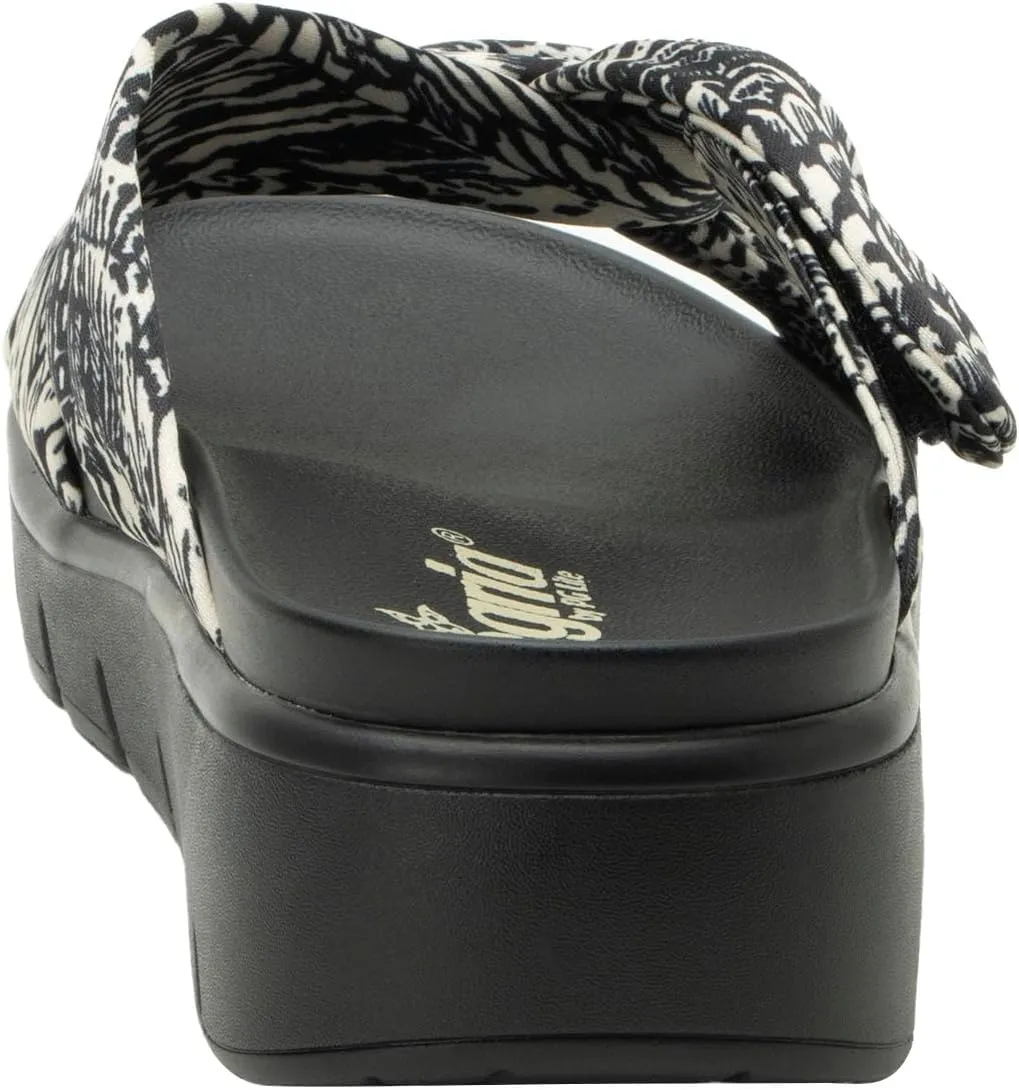 Alegria Women Rylie Vegan Leather Lightweight Platform Satin Scarf Tie Slide Sandal