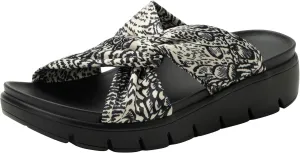 Alegria Women Rylie Vegan Leather Lightweight Platform Satin Scarf Tie Slide Sandal