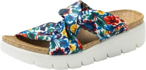 Alegria Women Rylie Vegan Leather Lightweight Platform Satin Scarf Tie Slide Sandal