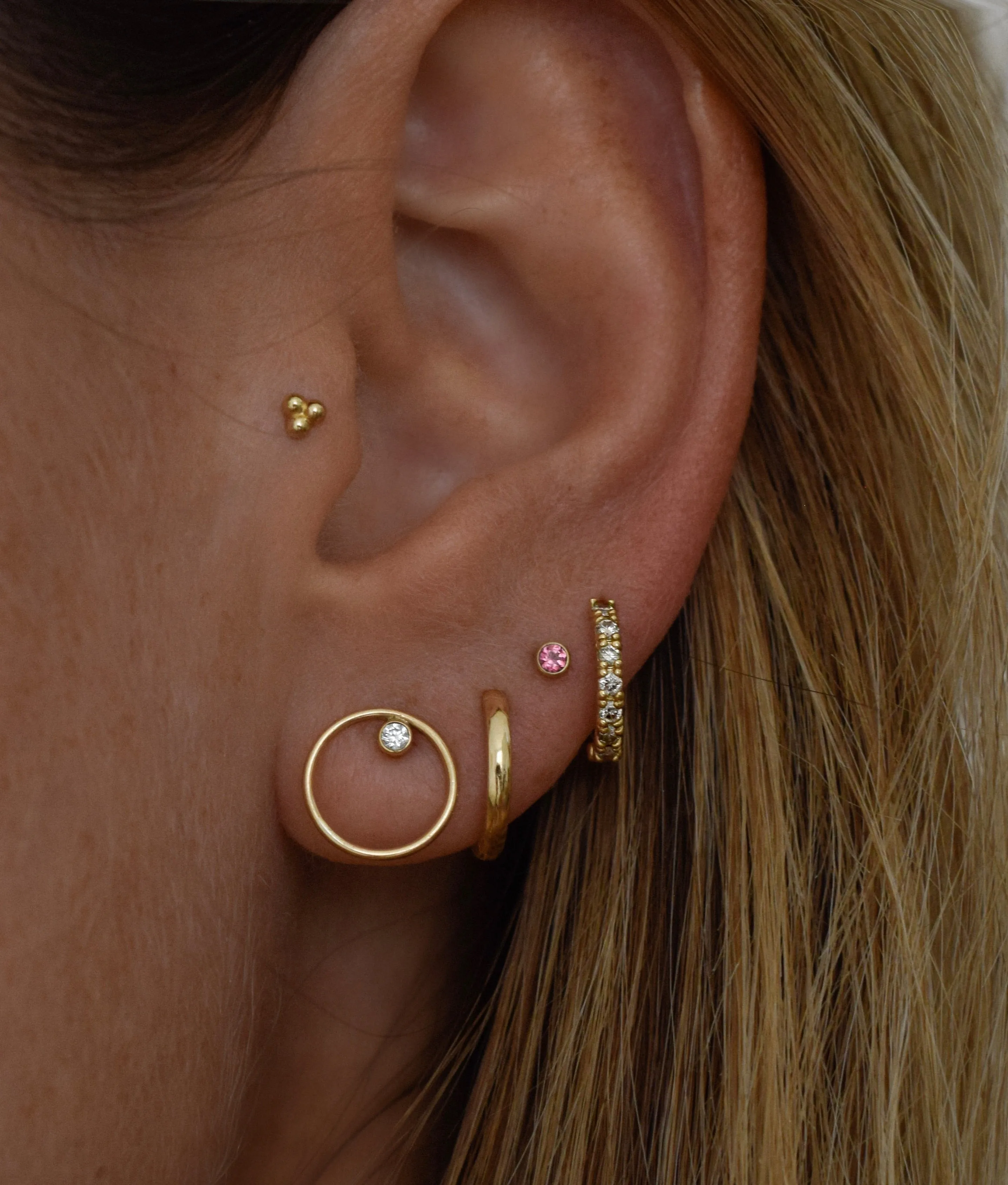 ALMA Flat Back Piercing Stud Earring 14K