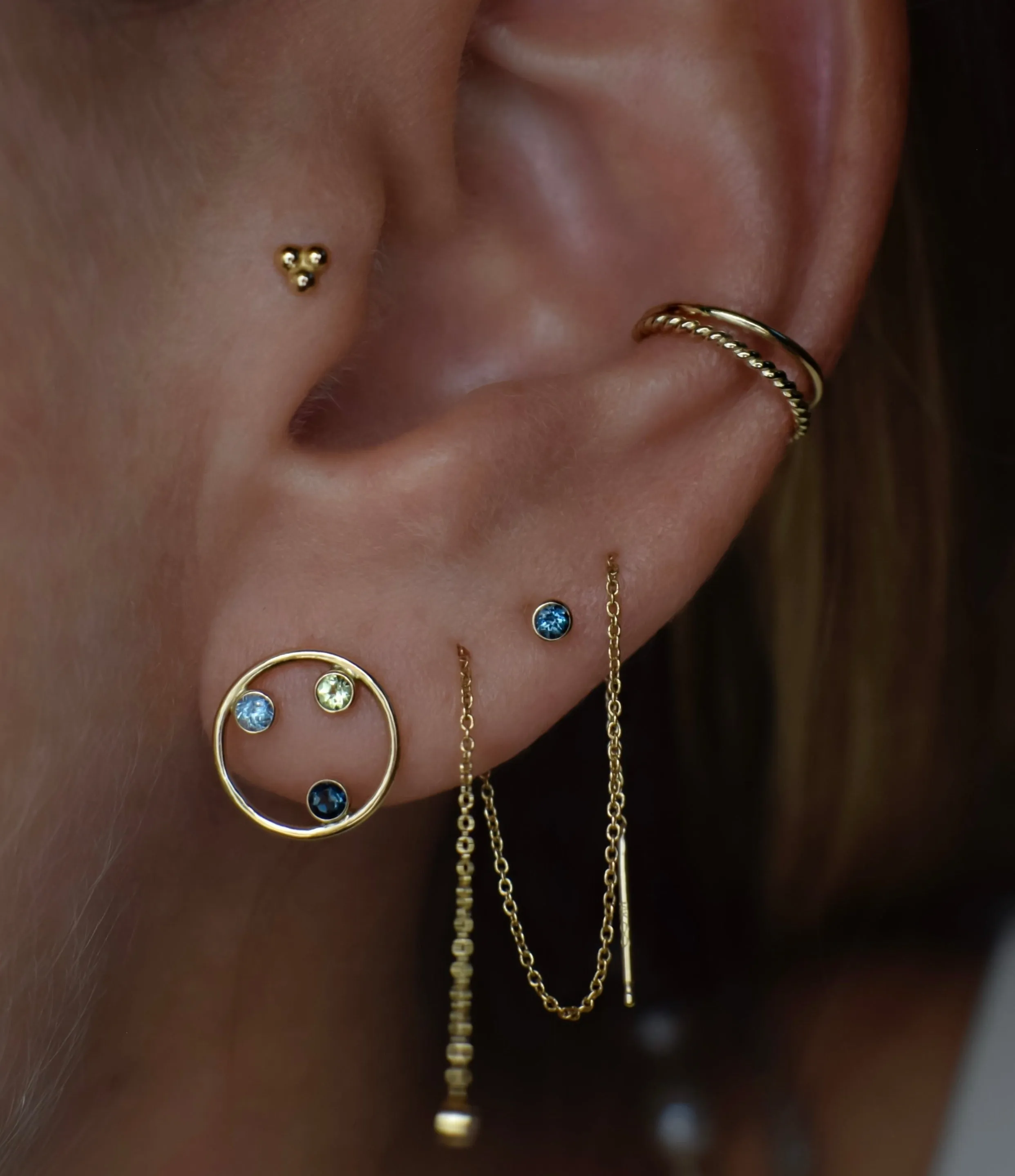 ALMA Flat Back Piercing Stud Earring 14K