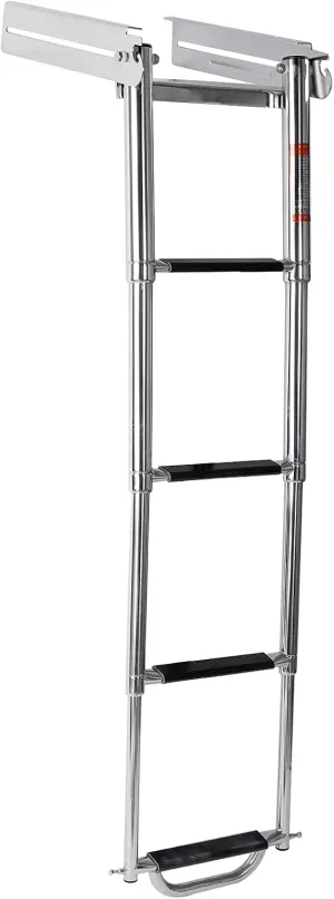 Amarine Made Boat Ladder, 4-Step Sliding Ladder with Stainless Steel 316 Spring Loaded Latch, Carry Handle and Pop-N-Lock