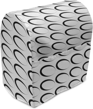 Ambesonne Black and White Stand Mixer Cover, Minimal Pattern with Slanted Oval Shapes Elongated Elliptic Outlines, Kitchen Appliance Organizer Bag Cover with a Pocket, 6-8 Quarts, Black and White