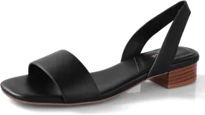 Ankis Low Heel Women Sandal Square Open Toe Brown Black White Leather Flat Sandal Comfortable Summer Slip on Slide Shoe Casual Beach Party Wedding 2025