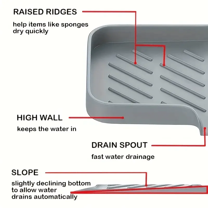 AquaMat | Quick-Dry Anti-slip Aanrechtblad Organisator
