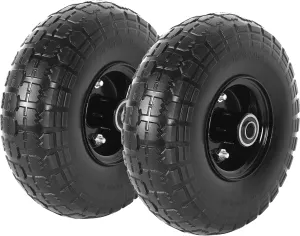 AR-PRO (2-Pack) 10-Inch Solid Tire 4.10/3.50-4" Tire and Wheels Flat Free with 5/8" Bearings, 2.2" Offset Hub - Perfect for Hand Truck, Wheelbarrow, Trolley, Garden Wagon Carts, Utility Cart