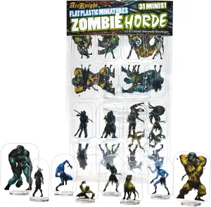 Arcknight Flat Plastic Miniatures: Zombies Horde; 31 Unique Undead-Themed Enemy Minis for DND 5e and Pathfinder; Affordable, Skinny Figurines for Dungeons and Dragons and Other Tabletop RPG Games