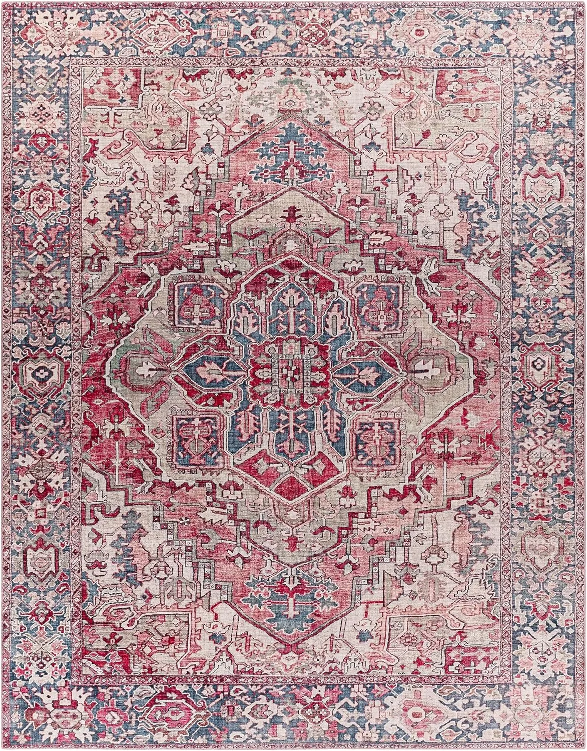 Artistic Weavers Reeta Vintage Medallion Area Rug,7'6" x 9'6",Burgundy/Dark Blue