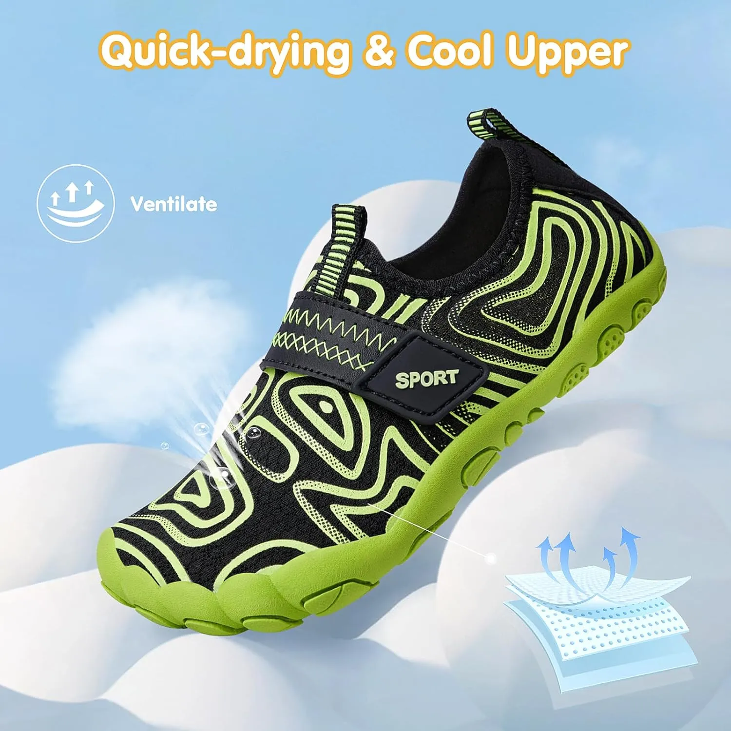 ATHMILE Kids Water Shoes Boys Girls Water Shoes Quick Dry Barefoot Beach Sports Swim Pool Summer Shoes(Little Kid/Big Kid)