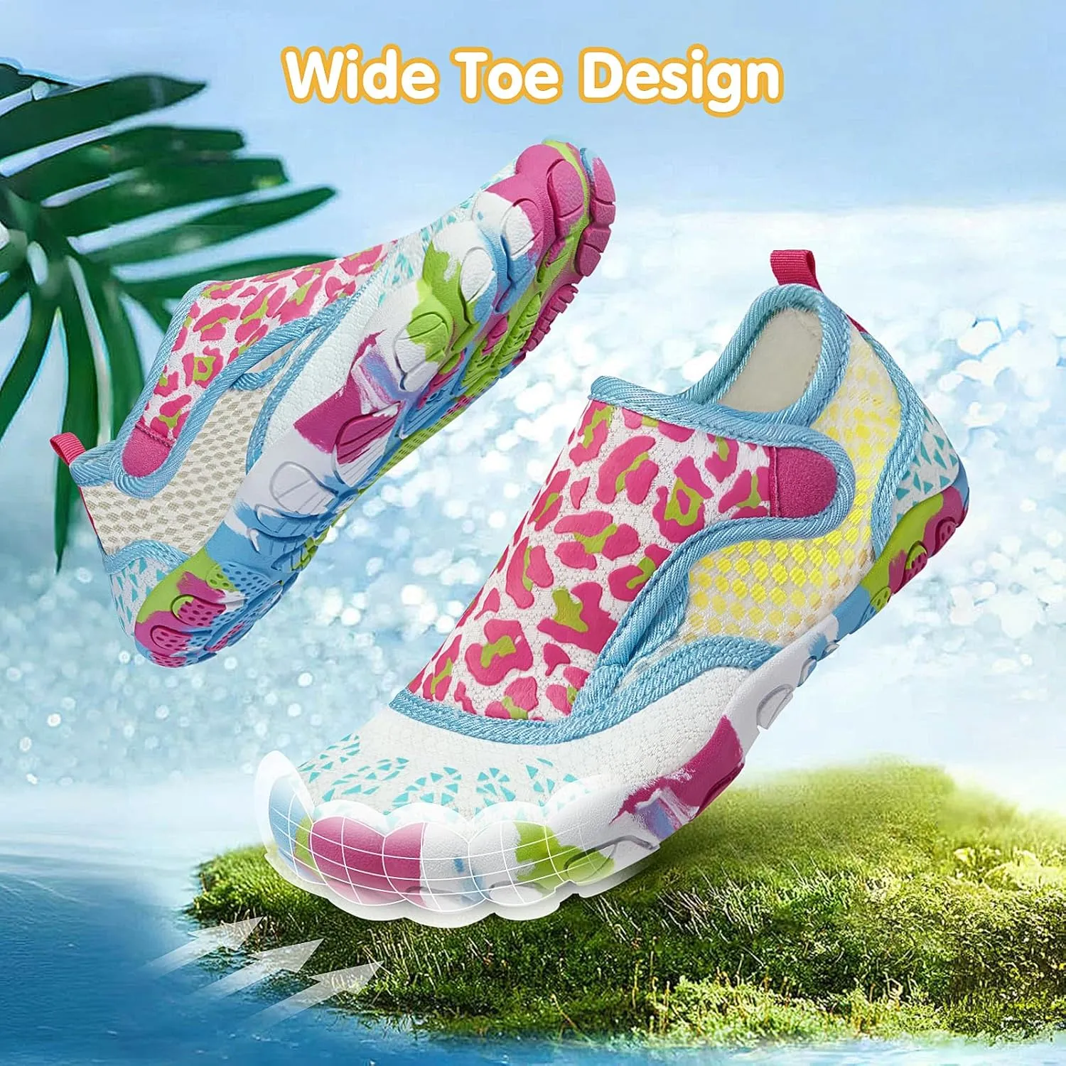 ATHMILE Kids Water Shoes Boys Girls Water Shoes Quick Dry Barefoot Beach Sports Swim Pool Summer Shoes(Little Kid/Big Kid)