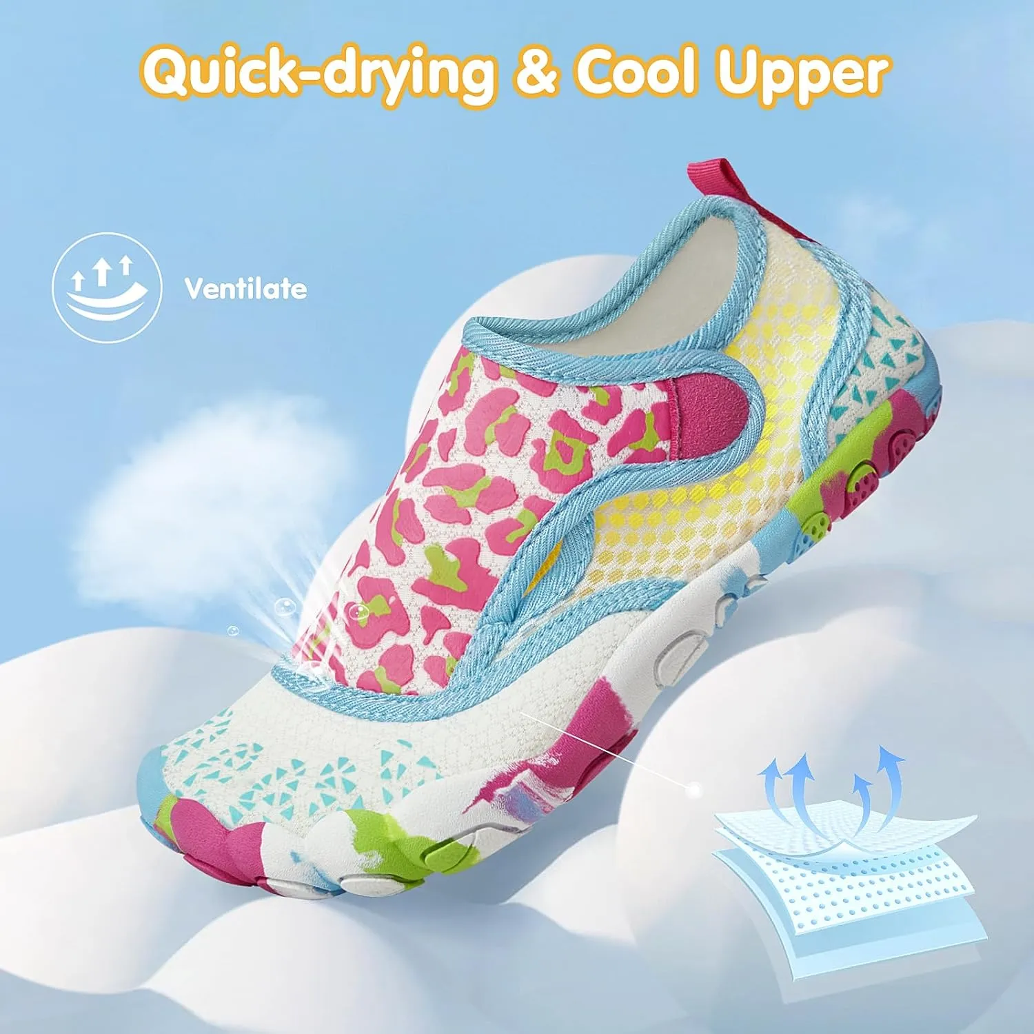 ATHMILE Kids Water Shoes Boys Girls Water Shoes Quick Dry Barefoot Beach Sports Swim Pool Summer Shoes(Little Kid/Big Kid)