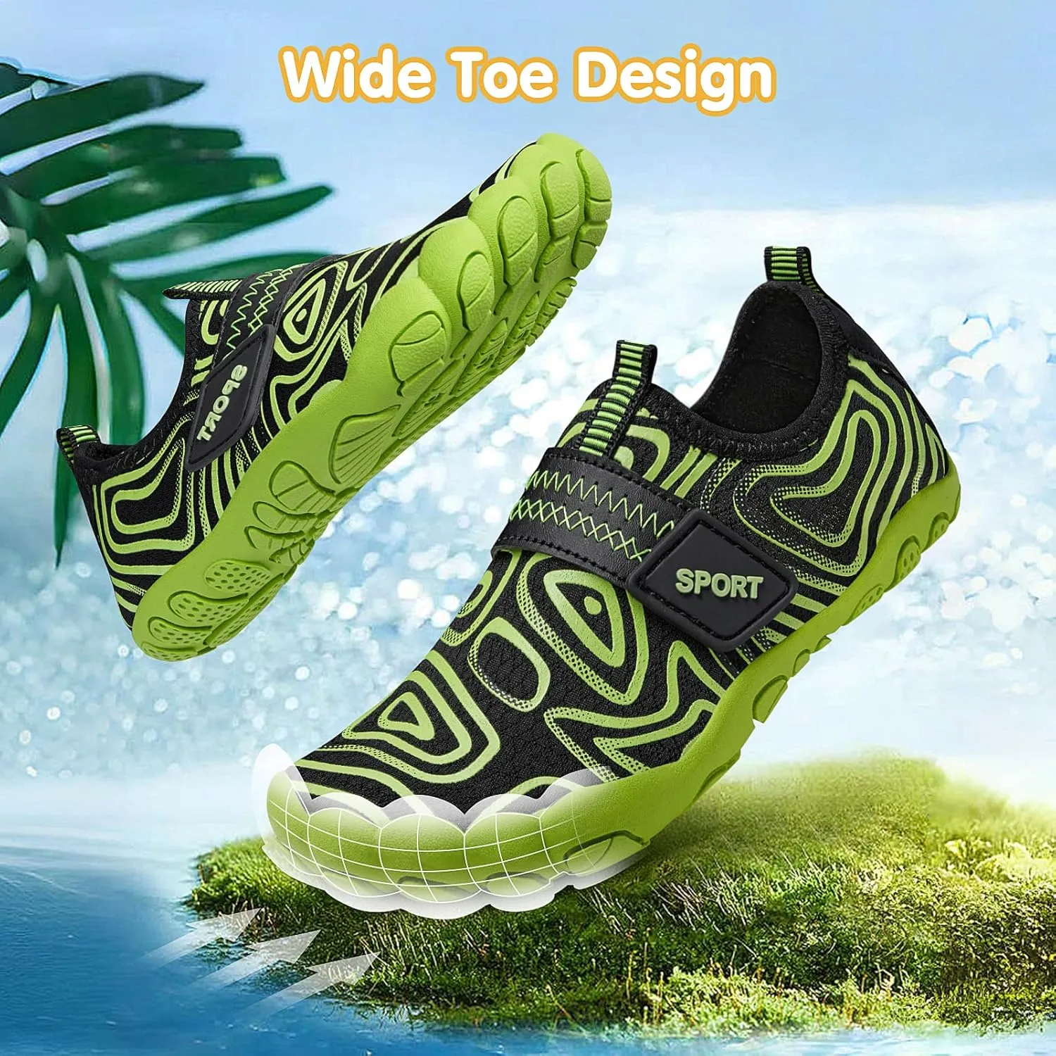 ATHMILE Kids Water Shoes Boys Girls Water Shoes Quick Dry Barefoot Beach Sports Swim Pool Summer Shoes(Little Kid/Big Kid)