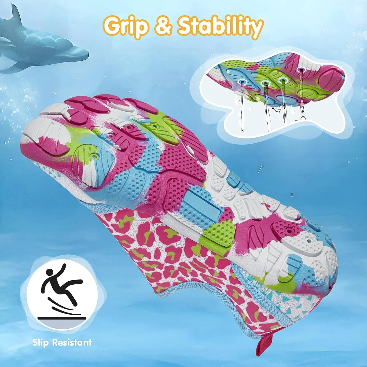 ATHMILE Kids Water Shoes Boys Girls Water Shoes Quick Dry Barefoot Beach Sports Swim Pool Summer Shoes(Little Kid/Big Kid)